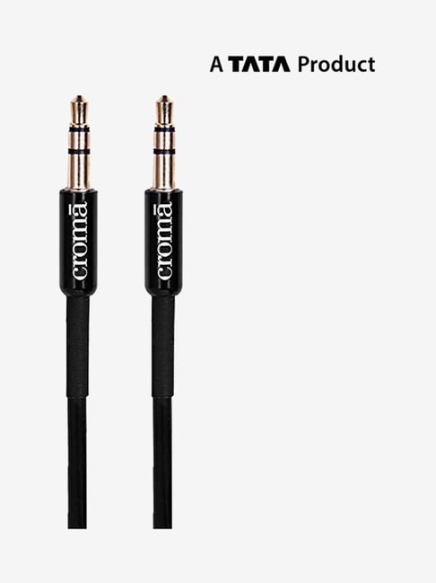 Croma W 9691 B 3.5mm AUX Cable with Spring Plug Black