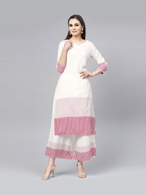 Buy Varanga Off-White Striped Kurti 