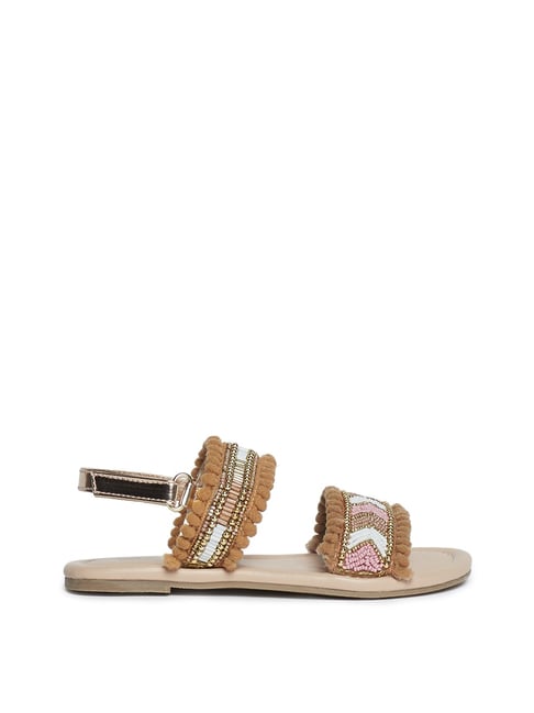 Buy Yellow Kids by Westside Blush Pink Bead Detailed Sandals Online at ...
