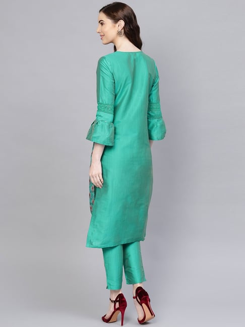 green kurti combination