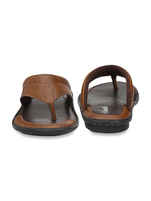 shences tan leather slippers