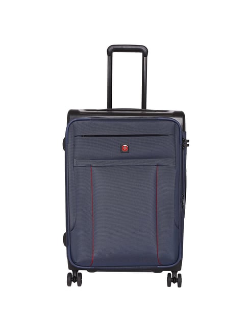 Swiss Brand Perth Navy 8 Wheel Medium Soft Cabin Trolley - 64 cm