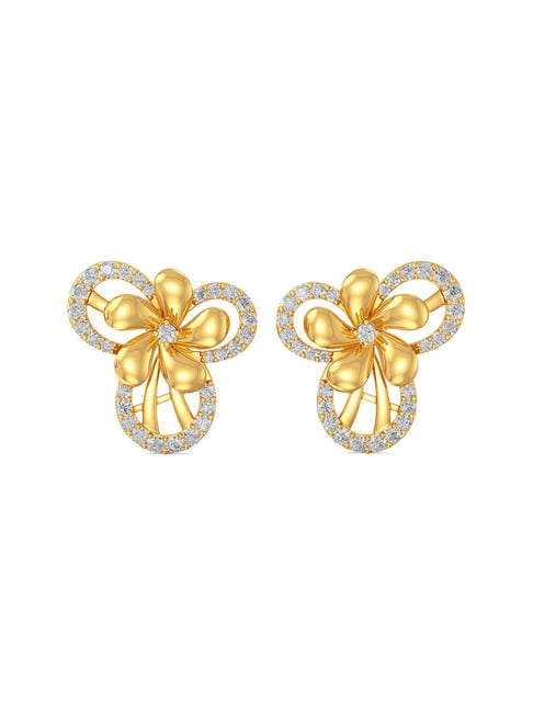 14K Gold Diamond Cut Flower Stud Earrings - Sam's Club