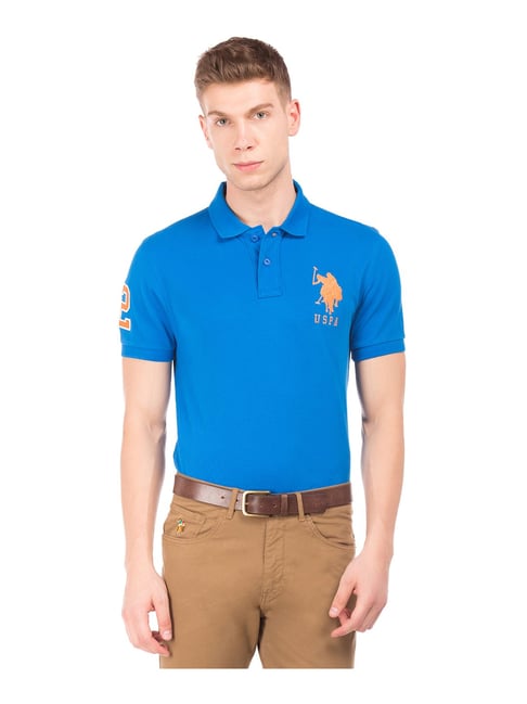 Buy U.S. Polo Assn. Blue Polo Cotton T-Shirt For Men'S Online @ Tata Cliq