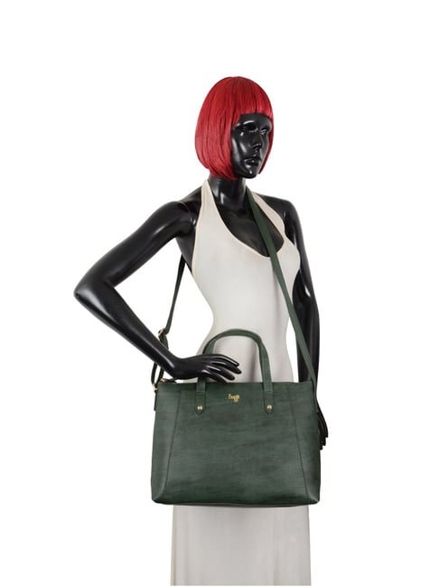 Buy Baggit Citrus Bff Beads Dark Green Solid Large Handbag For Women At ...