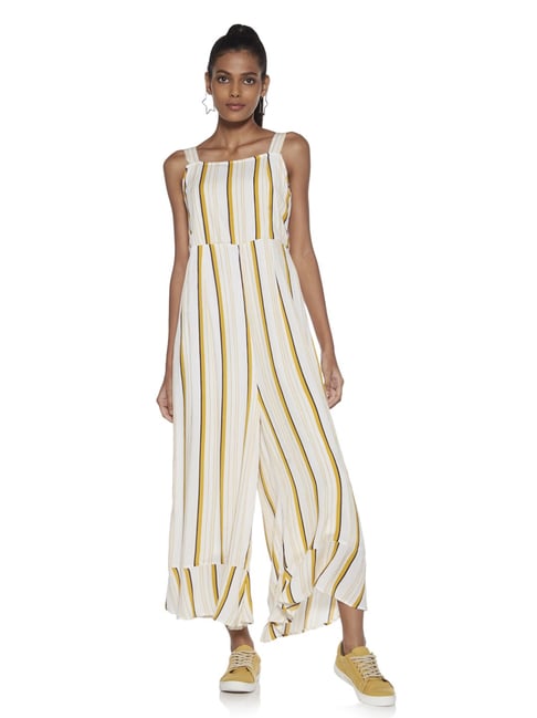 down and counting striped jumpsuit