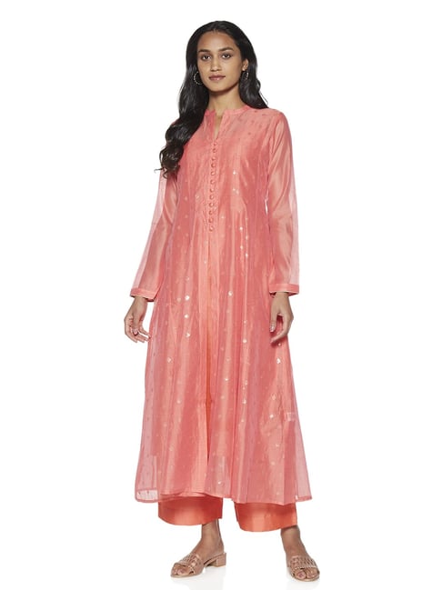 Vark by Westside Pink Anarkali Kurta, Inner And Palazzo Set