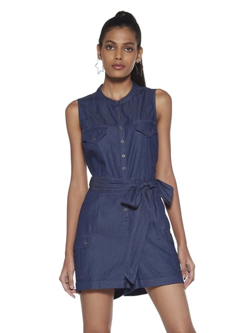 Buy Nuon by Westside Navy Chambray Playsuit for Women Online @ Tata CLiQ