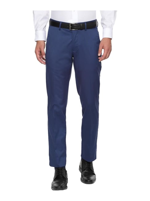 Buy Navy Blue Trousers & Pants for Men by LOUIS PHILIPPE Online