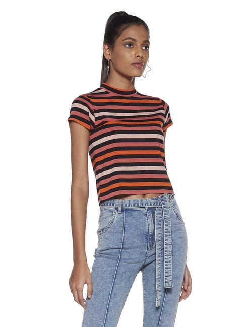 Nuon by Westside Multicolour Striped Adora Crop-Top