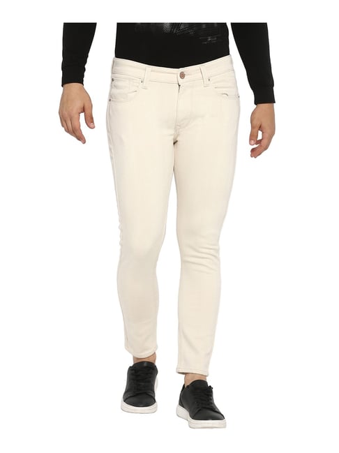 Spykar Ecru Slim Fit Low Rise Jeans