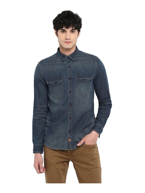 Buy Spykar Light Blue Slim Fit Shirt 