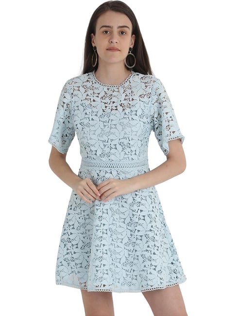 Buy Cover Story Blue Embroidered Dress for Women Online Tata CLiQ