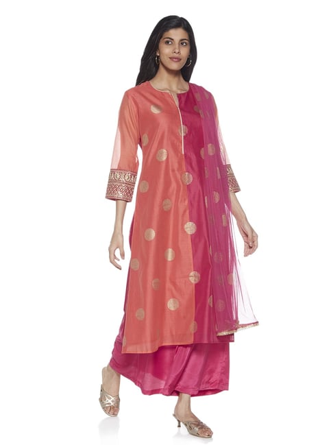 Vark by Westside Pink A-Line Kurta And Palazzos Set