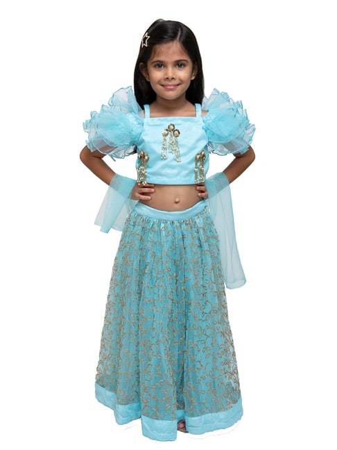 Buy Fairies Forever Kids Blue Lehenga Choli With Dupatta For Girls