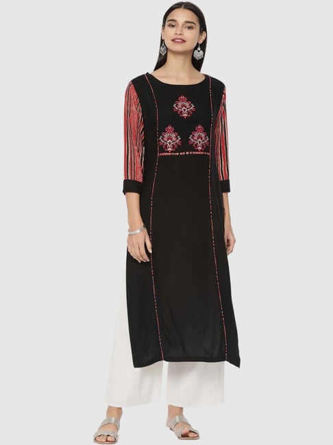 Buy Soch Black Embroidered Straight Kurti for Women Online Tata CLiQ