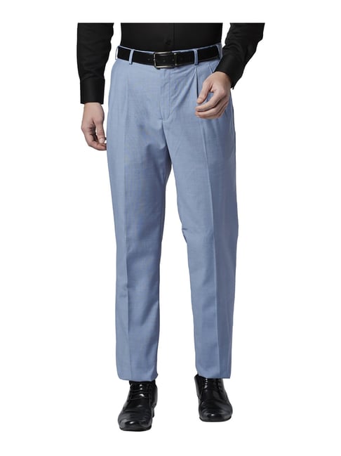 Buy Gray Comfort Fit Solid Pleated Formal Trousers online  Looksgudin