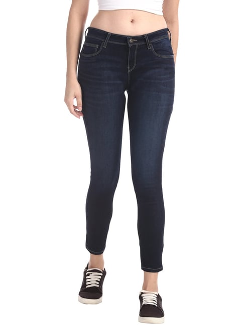 Unlimited Navy Cotton Mid Rise Jeans 