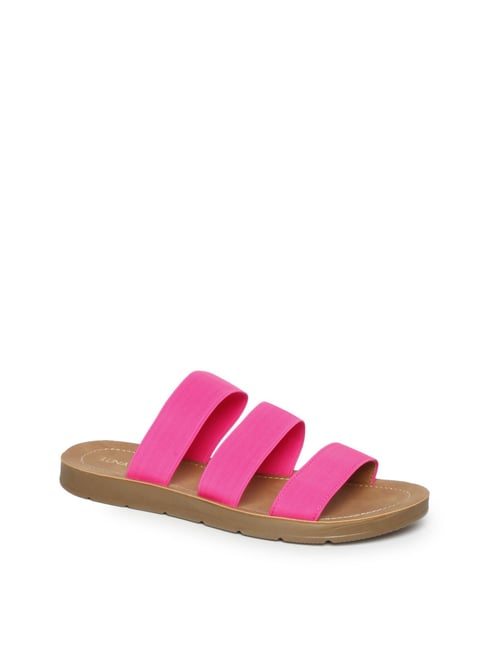 LUNA BLU by Westside Neon Pink Strapped Slides