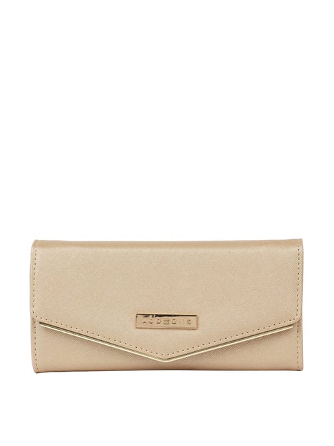 Addons Golden Solid Wallet for Women