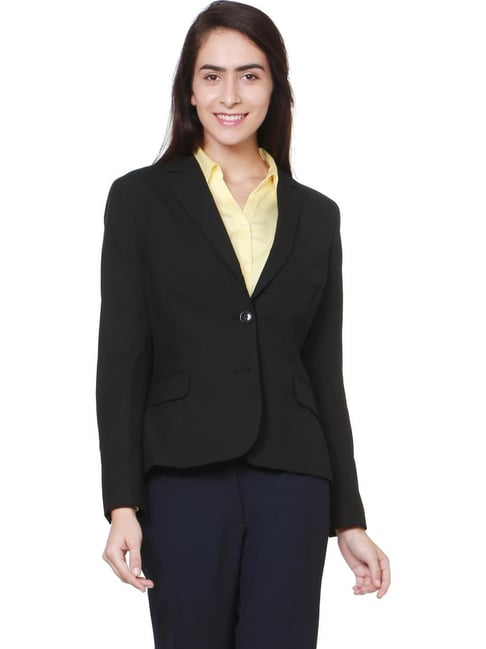 Solly by Allen Solly Black Slim Fit Blazer