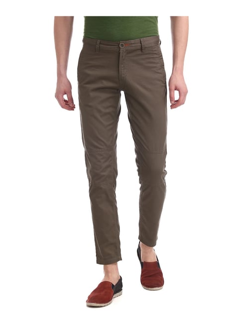 Cherokee Brown Cotton Mid Rise Trousers