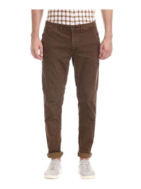 Cherokee Brown Slim Fit Cotton Trousers