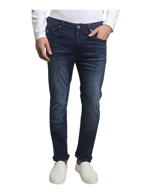 Blackberrys Blue Heavily Washed Slim Fit Low Rise Jeans