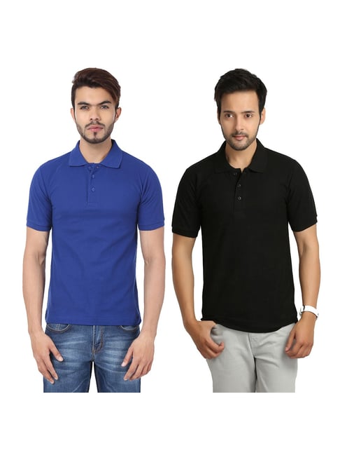 Black and royal shop blue polo shirt