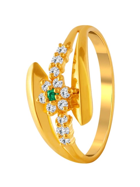 P.C. Chandra Jewellers 18kt(750) BIS Hallmark Yellow Gold Leafs with Red  stone Ring for Women - 1.3 Grams : Amazon.in: Fashion