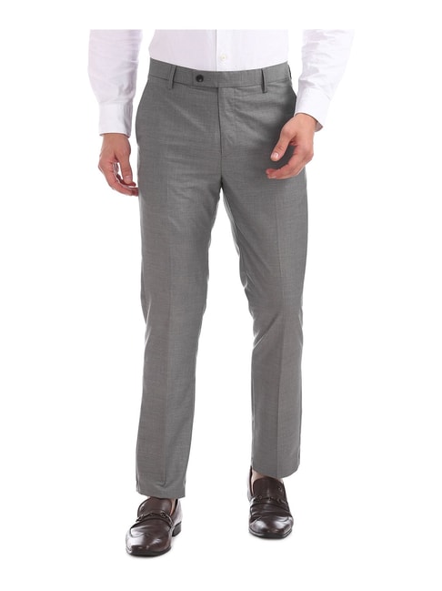 DENNISON Men Grey Smart Tapered Fit Casual Trousers – dennisonfashionindia