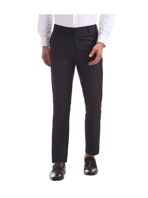 Buy Arrow Men Navy Blue Tapered Fit Solid Formal Trousers - Trousers for Men  7196877 | Myntra