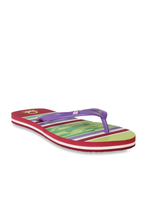 United Colors of Benetton Purple & Green Flip Flops