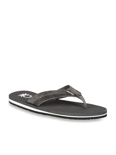 United Colors of Benetton Charcoal Grey Flip Flops