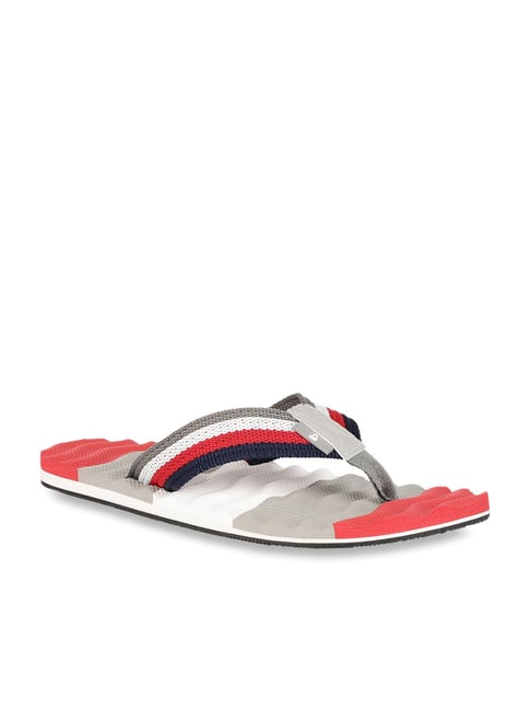 United Colors of Benetton Grey & Red Flip Flops