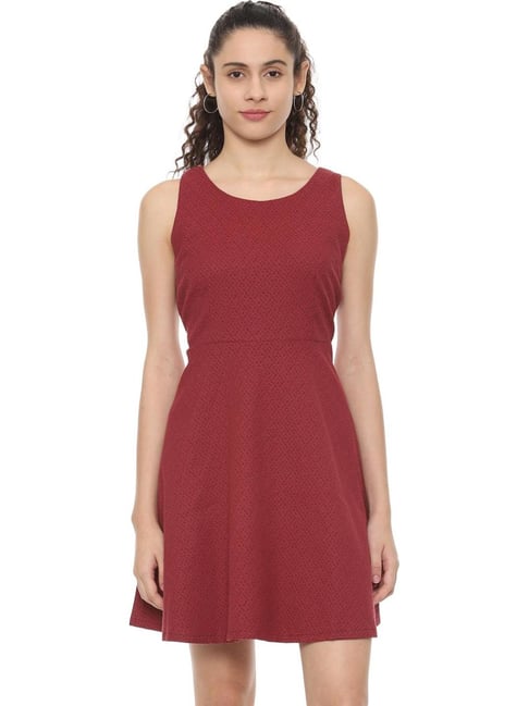 Solly by Allen Solly Maroon Textured Dress Price in India