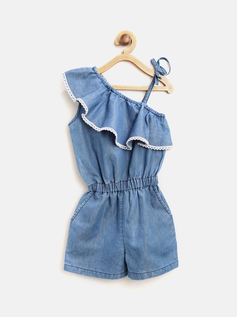 Stylestone Kids Blue Solid Playsuit