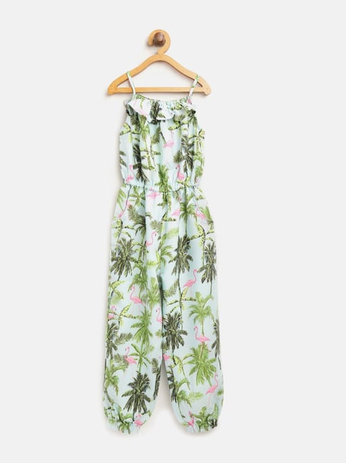 Stylestone Kids Green Printed Jumpsuit