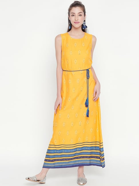 Akkriti by Pantaloons Mustard Printed Dress