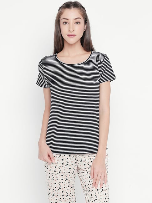 black and white striped t shirt womens online