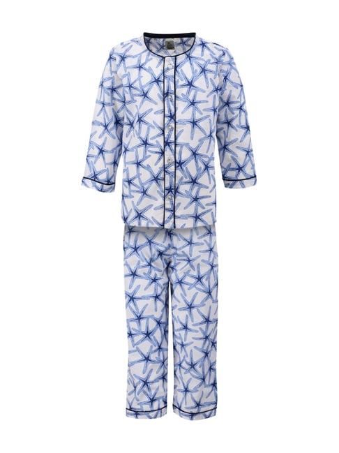 A Little Fable Kids Blue Cotton Printed Night Suit