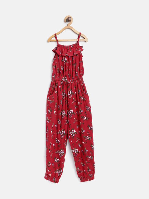 Stylestone Kids Red Printed Jumpsuit