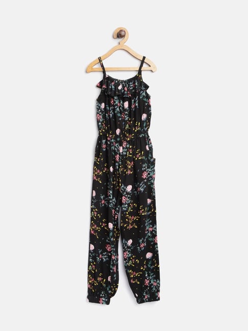 Stylestone Kids Black Printed Jumpsuit