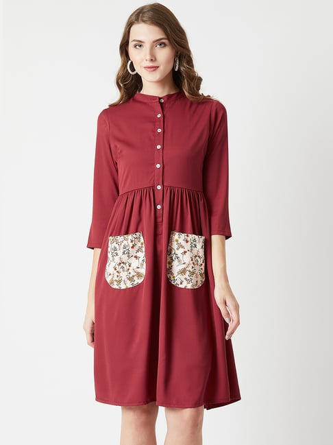 Miss Chase Maroon Knee Length Dress Price in India