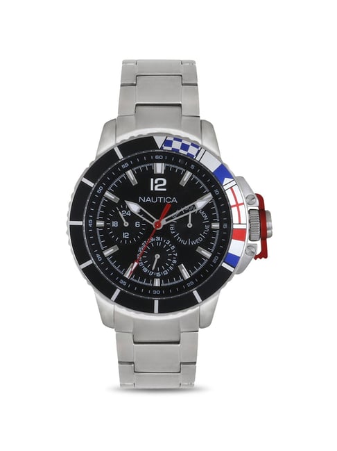 Nautica Men's N16553G Nst Chrono Flags Black Resin-Coated Leather Strap  Watch | Hawthorn Mall