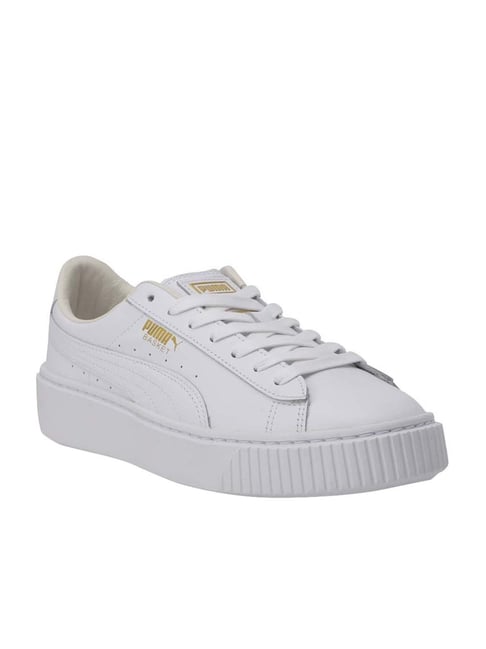 puma basket platform white leopard