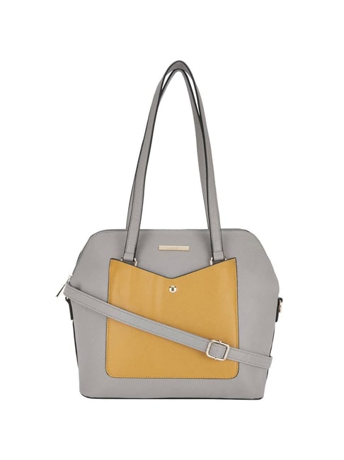 Buy Ceriz Carel Grey Yellow Solid Medium Shoulder Handbag For