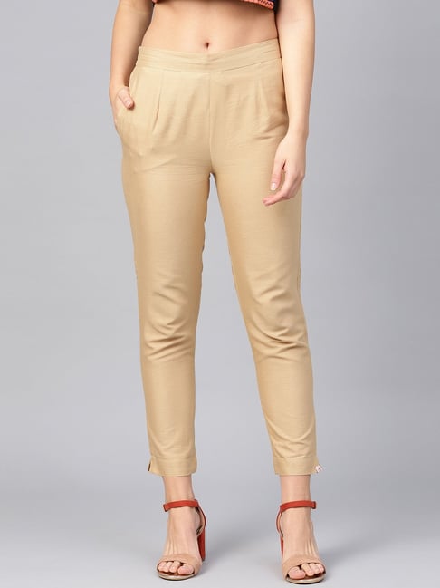 Buy Juniper Beige Cotton Slim Fit Pants for Women Online Tata CLiQ