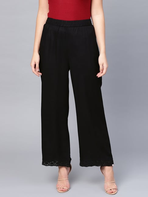 KICILVS Wide Leg Linen Pants for Women High Waisted Palazzo Pant Flowy  Summer Beach Pants with Pockets Loose Fit Trousers Black XXLarge