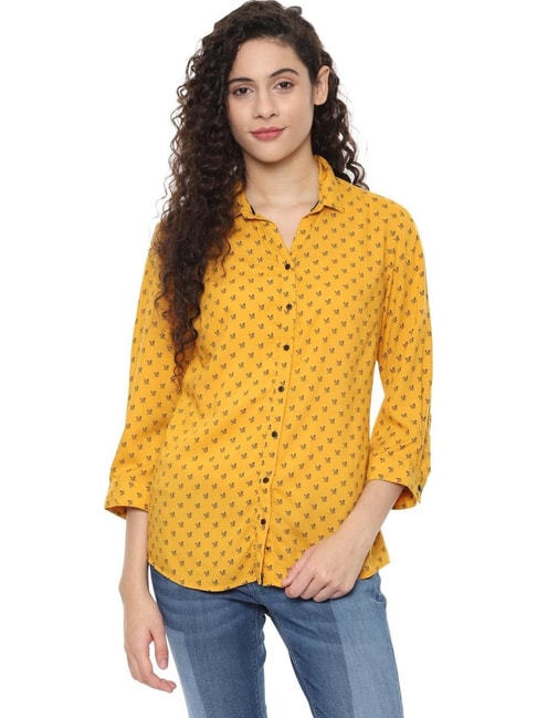 Solly by Allen Solly Yellow Printed Shirt Price in India